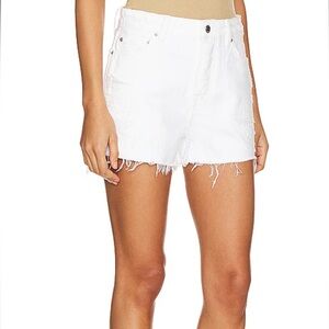 GRLFRND NWT Revolve Eliana High Rise Cut Off White Rip Denim Distressed Shorts